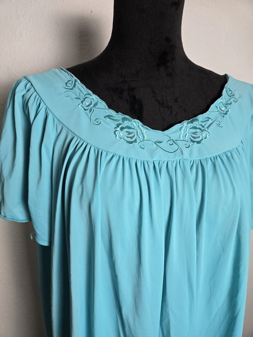 Women’s Turquoise Short-Sleeve Nightgown Miss Elaine Large